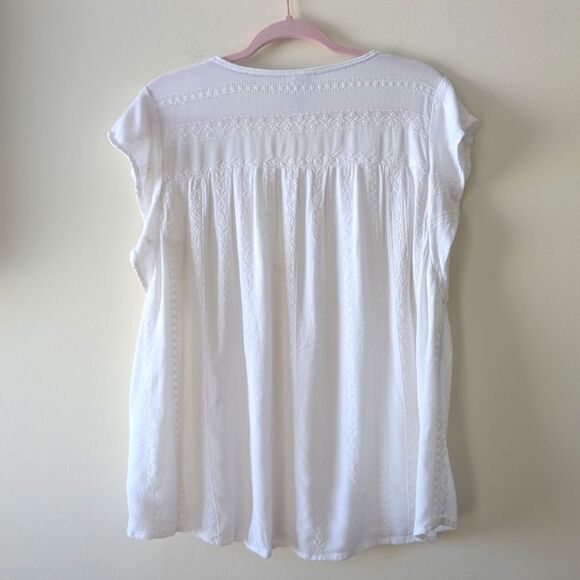 Knox Rose White Embroidered Flutter Sleeve Blouse Coastal Size Large - Picture 4 of 7
